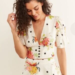 FARM RIO Nanaju Blouse Crop Top Size S